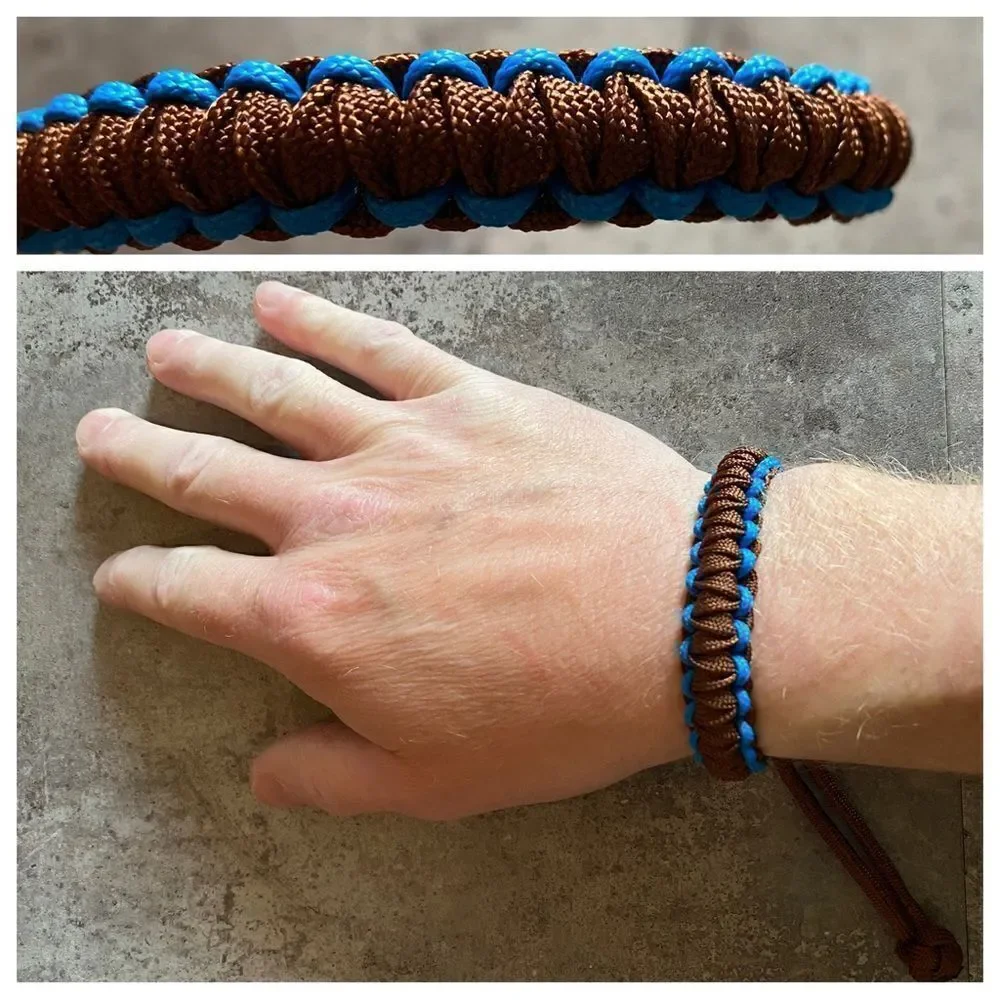 Paracord Bracelet Unisex Brown Blue Gender Neutral NEW Handmade USA